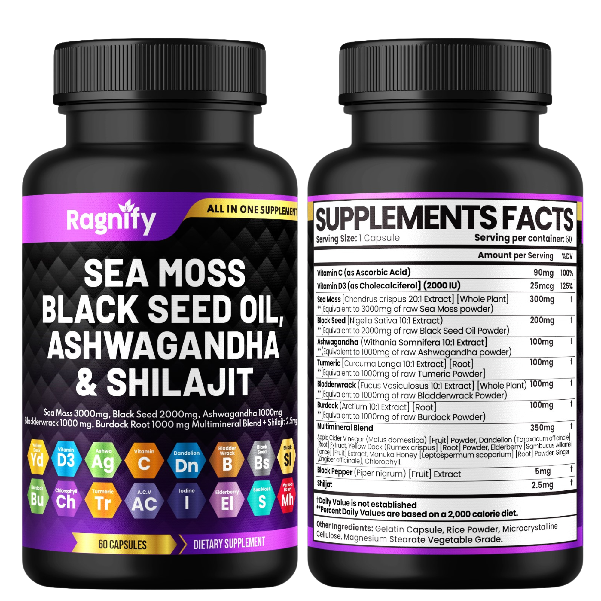 SEA MOSS - BLACK SEED OIL - ASHWAGANDHA & SHILAJIT SUPPLEMENT