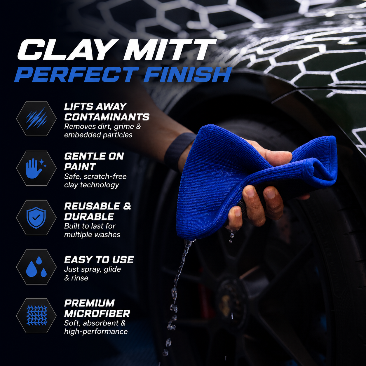 Ragnify Pack of 2 Clay Mitt Auto Detailing Medium Grade Alternative Mitt for Flawless Removal of Surface Bonded Micro Contaminant