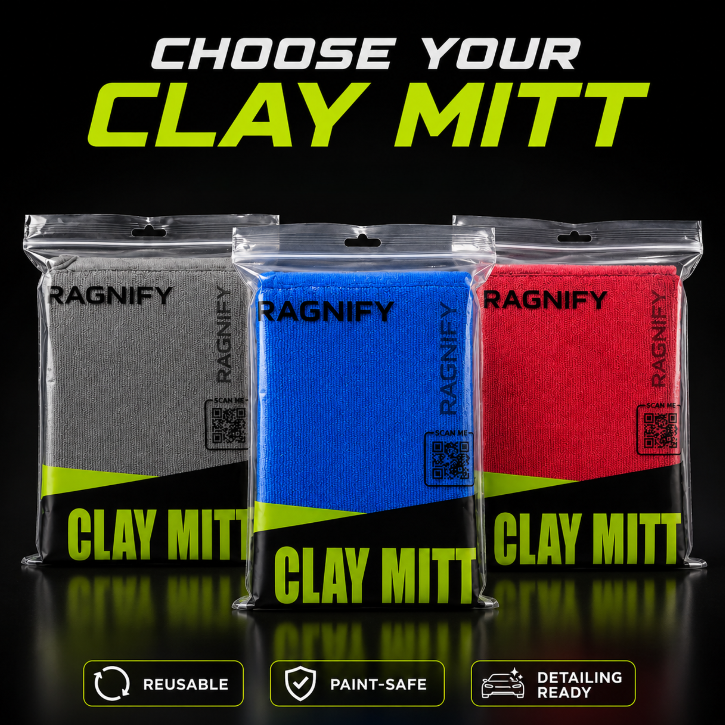 Ragnify Pack of 2 Clay Mitt Auto Detailing Medium Grade Alternative Mitt for Flawless Removal of Surface Bonded Micro Contaminant