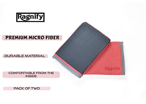 Ragnify Pack of 2 Clay Mitt Auto Detailing Medium Grade Clay Bar Alternative Mitt for Flawless Removal of Surface Bonded Micro Contaminant (Red)