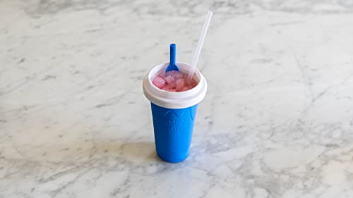 Ragnify Slushy Cup Slushie Maker Ice Cup Silica Cup Pinch Cup Summer Cooler Smoothies Cup Double Layer Squeeze Cup Slush Maker Cup Home DIY Smoothie Cup for Children and Adult (Blue)