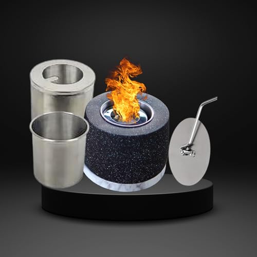 Ragnify Concrete Tabletop Fire Pit - Ethanol Fire Pit, Fire Bowl, Mini Personal Fireplace for Indoor & Garden - Bio Ethanol Fuel