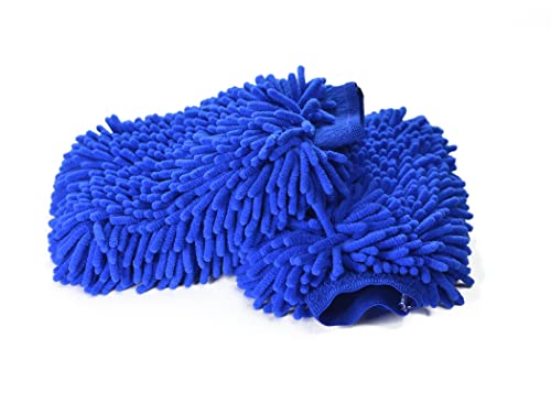 Ragnify's Pack of 2 Dual-Sided Microfiber Car Wash Mitts - Scratch-Free and Waterproof for Cars, Trucks, and Boats in Blue!