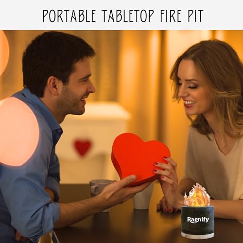 Ragnify Concrete Tabletop Fire Pit - Ethanol Fire Pit, Fire Bowl, Mini Personal Fireplace for Indoor & Garden - Bio Ethanol Fuel
