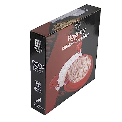 Ragnify Chicken Shredder Tool with Transparent Lid & Cleaning Brush, Non-Skid Base to Claws Meat for Boil Chicken, Beef and Other Meat - 10.8 Inches(Black)