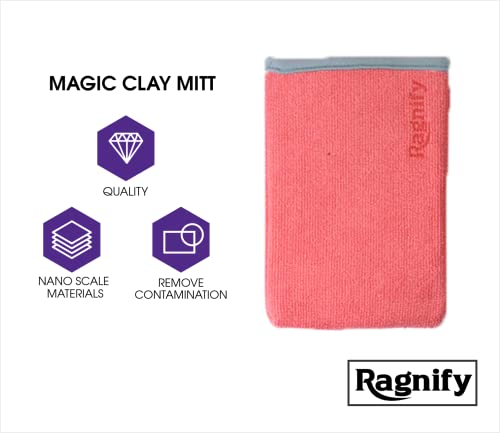 Ragnify Pack of 2 Clay Mitt Auto Detailing Medium Grade Clay Bar Alternative Mitt for Flawless Removal of Surface Bonded Micro Contaminant (Red)