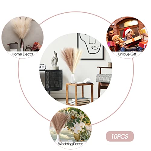 Ragnify 10 pcs Faux Pampas Grass for Home Decor 18” Large Artificial Pampass Grass for Living Room Wedding Table Floor Vase Filler-Cream/Beige