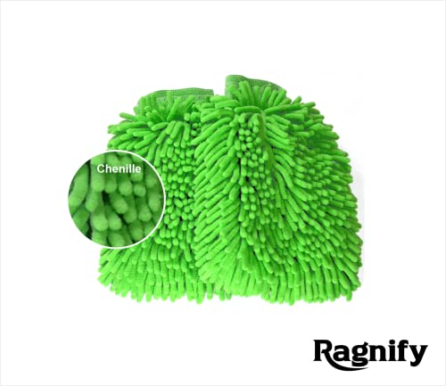 Ragnify's Pack of 2 Dual-Sided Microfiber Car Wash Mitts - Scratch-Free and Waterproof for Cars, Trucks, and Boats in Blue!