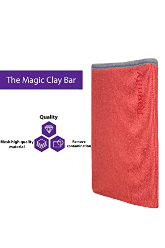 Ragnify Pack of 2 Mesh Surface Clay Mitt for Car Detailing Medium Grade Alternative Mitt for Flawless Removal of Surface Bonded Micro Contaminant (Blue)