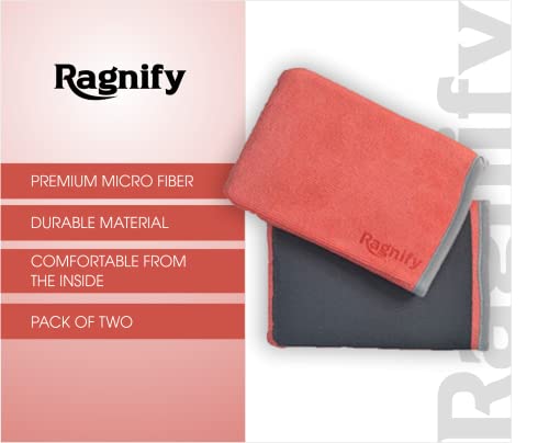 Ragnify Pack of 2 Clay Mitt Auto Detailing Medium Grade Clay Bar Alternative Mitt for Flawless Removal of Surface Bonded Micro Contaminant (Red)