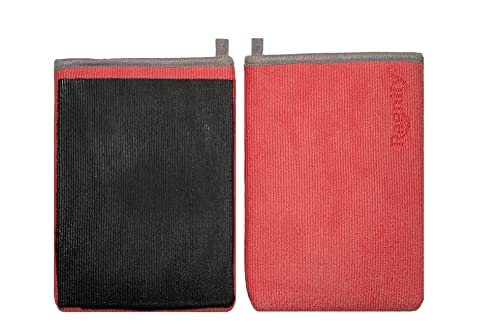 Ragnify Pack of 2 Clay Mitt Auto Detailing Medium Grade Clay Bar Alternative Mitt for Flawless Removal of Surface Bonded Micro Contaminant (Red)