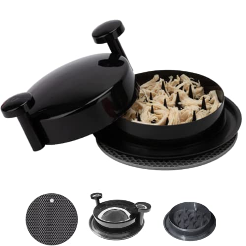 Ragnify Chicken Shredder Tool, with Non Skid Base Silicone Mat Alternative to Claws Meat for Boil Chicken,Beef and Other Meat- 20 cm/ 8 inches (Black)