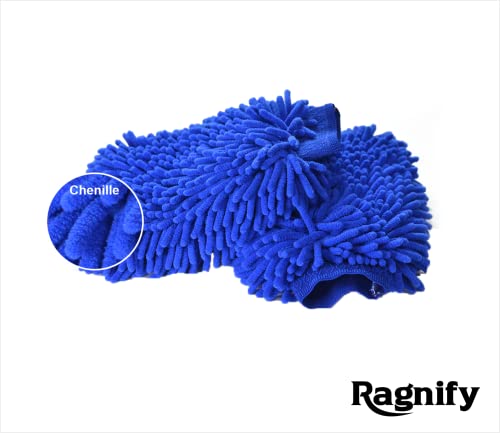 Ragnify's Pack of 2 Dual-Sided Microfiber Car Wash Mitts - Scratch-Free and Waterproof for Cars, Trucks, and Boats in Blue!