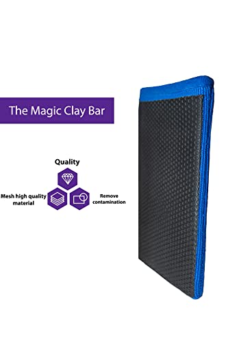 Ragnify Pack of 2 Mesh Surface Clay Mitt for Car Detailing Medium Grade Alternative Mitt for Flawless Removal of Surface Bonded Micro Contaminant (Blue)