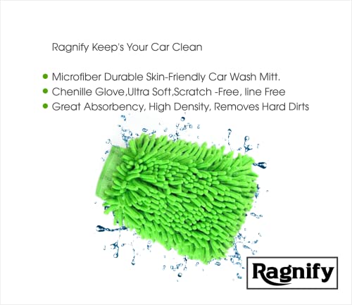 Ragnify's Pack of 2 Dual-Sided Microfiber Car Wash Mitts - Scratch-Free and Waterproof for Cars, Trucks, and Boats in Blue!