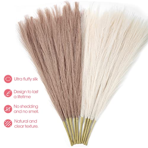Ragnify 10 Stunning Cream Faux Pampas Grass Stems for Table and Floor Decoration.