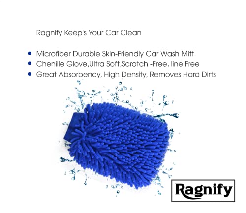 Ragnify's Pack of 2 Dual-Sided Microfiber Car Wash Mitts - Scratch-Free and Waterproof for Cars, Trucks, and Boats in Blue!