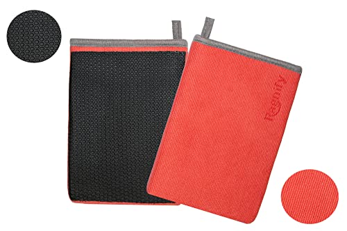 Ragnify Pack of 2 Mesh Surface Clay Mitt for Car Detailing Medium Grade Alternative Mitt for Flawless Removal of Surface Bonded Micro Contaminant (Red)