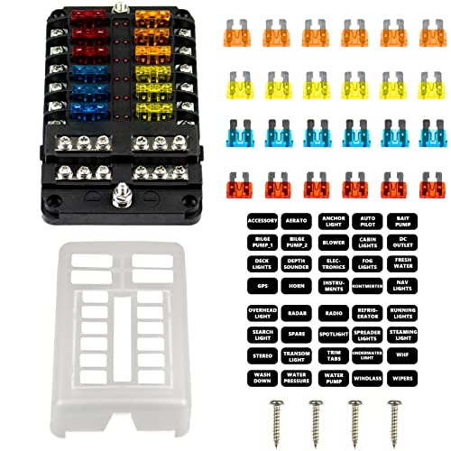 Ragnify 12 Volt Waterproof Fuse Box with 12 Circuits and LED Indicators