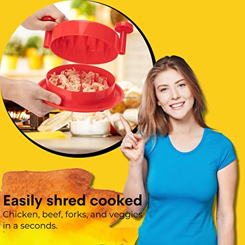 Ragnify Chicken Shredder Tool, with Non Skid Base Silicone Mat Alternative to Claws Meat for Boil Chicken,Beef and Other Meat- 20 cm/ 8 inches (Red)