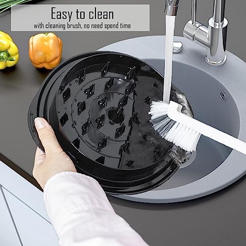 Ragnify Chicken Shredder Tool with Transparent Lid & Cleaning Brush, Non-Skid Base to Claws Meat for Boil Chicken, Beef and Other Meat - 10.8 Inches(Black)