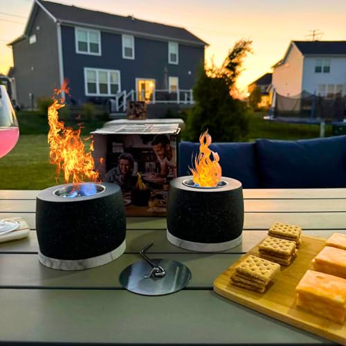 Ragnify Concrete Tabletop Fire Pit - Ethanol Fire Pit, Fire Bowl, Mini Personal Fireplace for Indoor & Garden - Bio Ethanol Fuel