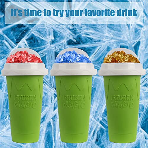 Ragnify Slushy Maker Cup Portable and Double Layer Ice Cream Maker Slushie Magic Cup for DIY Drinks Milk Shake(Green)