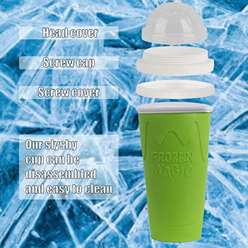 Ragnify Slushy Maker Cup Portable and Double Layer Ice Cream Maker Slushie Magic Cup for DIY Drinks Milk Shake(Green)