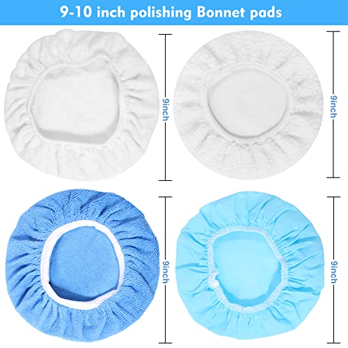 Ragnify 9 to10 inches Pack of 30 car Polisher Bonnet Pads Set Double Thick Orbital Buffer Bonnets for Cars, Wood Paint, Furniture, Interior Design- 14 Microfiber, 6 Non-Woven, 8 Fleece, 2 Cotton