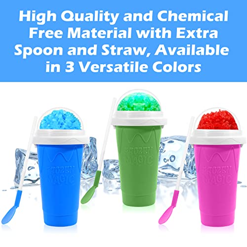 Ragnify Slushy Maker Cup Portable and Double Layer Ice Cream Maker Slushie Magic Cup for DIY Drinks Milk Shake(Green)