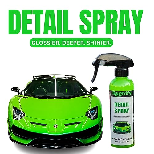 Ragnify- 2 Mesh Clay Mitt with Detailing Spray 16oz, Quick Waterless Detailer for Shine, Car Wax for Clay Bar, Gloss & Depth to Paint, Quick Detailer Kit (2x8 Oz Spray Bottles & 2 Mitts)
