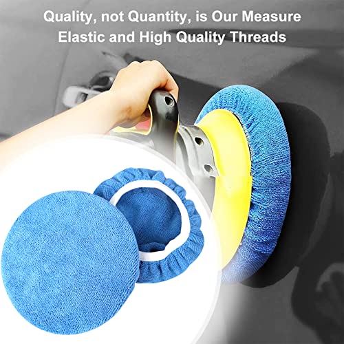Ragnify 9 to10 inches Pack of 30 car Polisher Bonnet Pads Set Double Thick Orbital Buffer Bonnets for Cars, Wood Paint, Furniture, Interior Design- 14 Microfiber, 6 Non-Woven, 8 Fleece, 2 Cotton