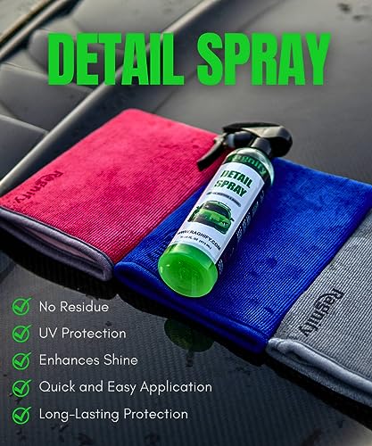Ragnify- 2 Mesh Clay Mitt with Detailing Spray 16oz, Quick Waterless Detailer for Shine, Car Wax for Clay Bar, Gloss & Depth to Paint, Quick Detailer Kit (2x8 Oz Spray Bottles & 2 Mitts)