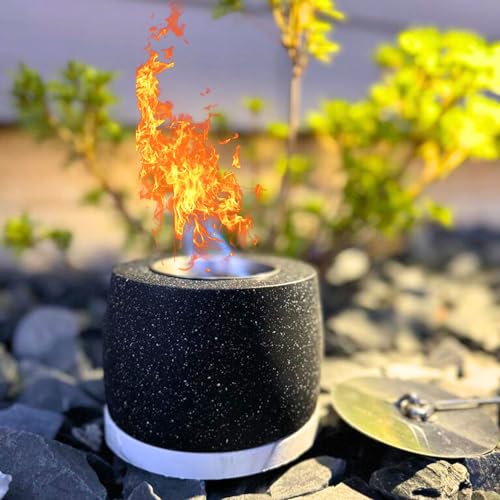 Ragnify Concrete Tabletop Fire Pit - Ethanol Fire Pit, Fire Bowl, Mini Personal Fireplace for Indoor & Garden - Bio Ethanol Fuel