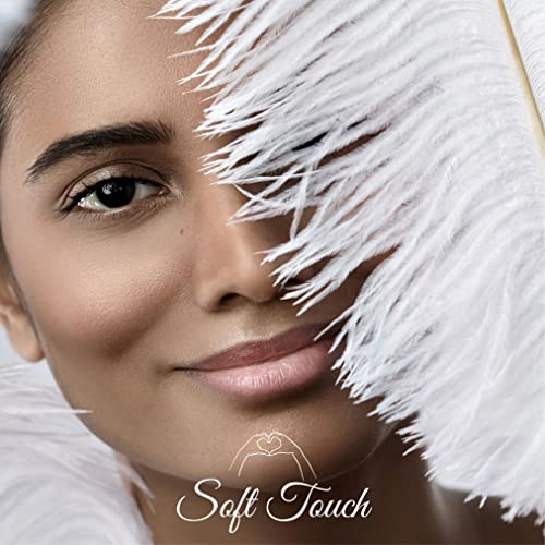 Ragnify Pack of 24 Natural White Ostrich Feathers 10-12 Inches with 24 Sticks 10 Inches and Tape for DIY Decorations, Wedding Party Centerpiece Decorations