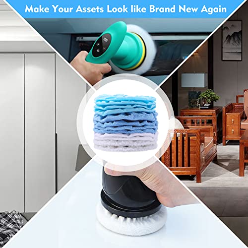 Ragnify 9 to10 inches Pack of 30 car Polisher Bonnet Pads Set Double Thick Orbital Buffer Bonnets for Cars, Wood Paint, Furniture, Interior Design- 14 Microfiber, 6 Non-Woven, 8 Fleece, 2 Cotton