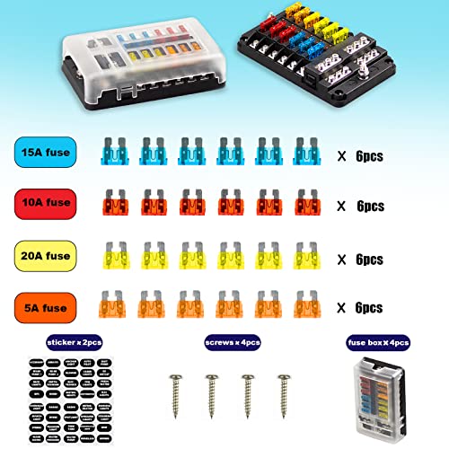 Ragnify 12 Volt Waterproof Fuse Box with 12 Circuits and LED Indicators