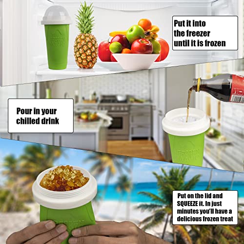 Ragnify Slushy Maker Cup Portable and Double Layer Ice Cream Maker Slushie Magic Cup for DIY Drinks Milk Shake(Green)