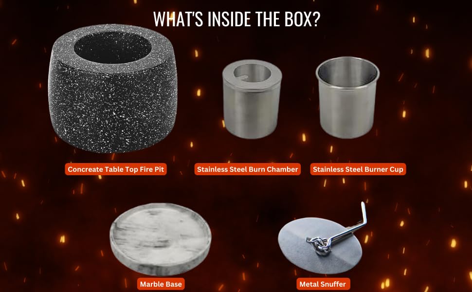Ragnify Concrete Tabletop Fire Pit - Ethanol Fire Pit, Fire Bowl, Mini Personal Fireplace for Indoor & Garden - Bio Ethanol Fuel