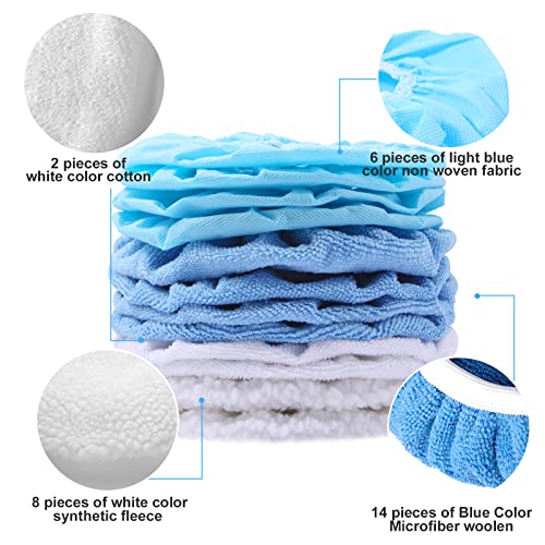Ragnify 9 to10 inches Pack of 30 car Polisher Bonnet Pads Set Double Thick Orbital Buffer Bonnets for Cars, Wood Paint, Furniture, Interior Design- 14 Microfiber, 6 Non-Woven, 8 Fleece, 2 Cotton