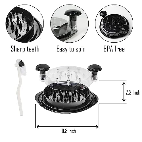 Ragnify Chicken Shredder Tool with Transparent Lid & Cleaning Brush, Non-Skid Base to Claws Meat for Boil Chicken, Beef and Other Meat - 10.8 Inches(Black)