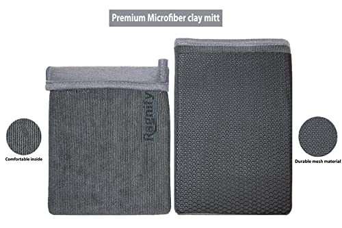 Ragnify Pack of 2 Mesh Surface Clay Mitt for Car Detailing Medium Grade Alternative Mitt for Flawless Removal of Surface Bonded Micro Contaminant (Blue)