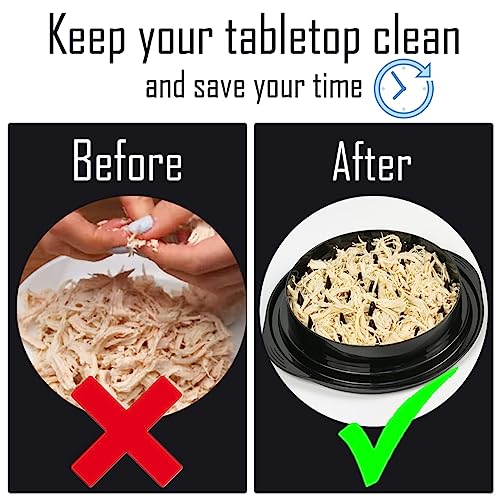 Ragnify Chicken Shredder Tool with Transparent Lid & Cleaning Brush, Non-Skid Base to Claws Meat for Boil Chicken, Beef and Other Meat - 10.8 Inches(Black)