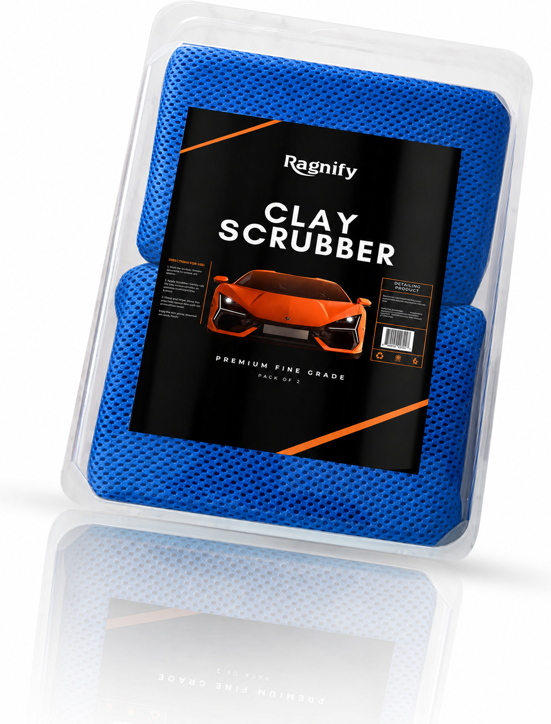 Ragnify Dual-Sided Clay Scrubber for Car Paint & Glass Removes Dirt, Tar & Overspray 2-Pack