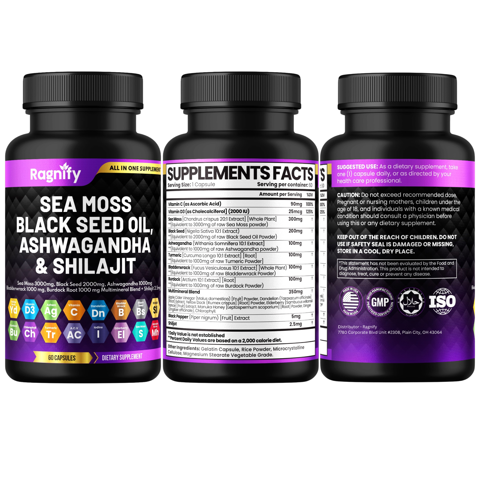 SEA MOSS - BLACK SEED OIL - ASHWAGANDHA & SHILAJIT SUPPLEMENT