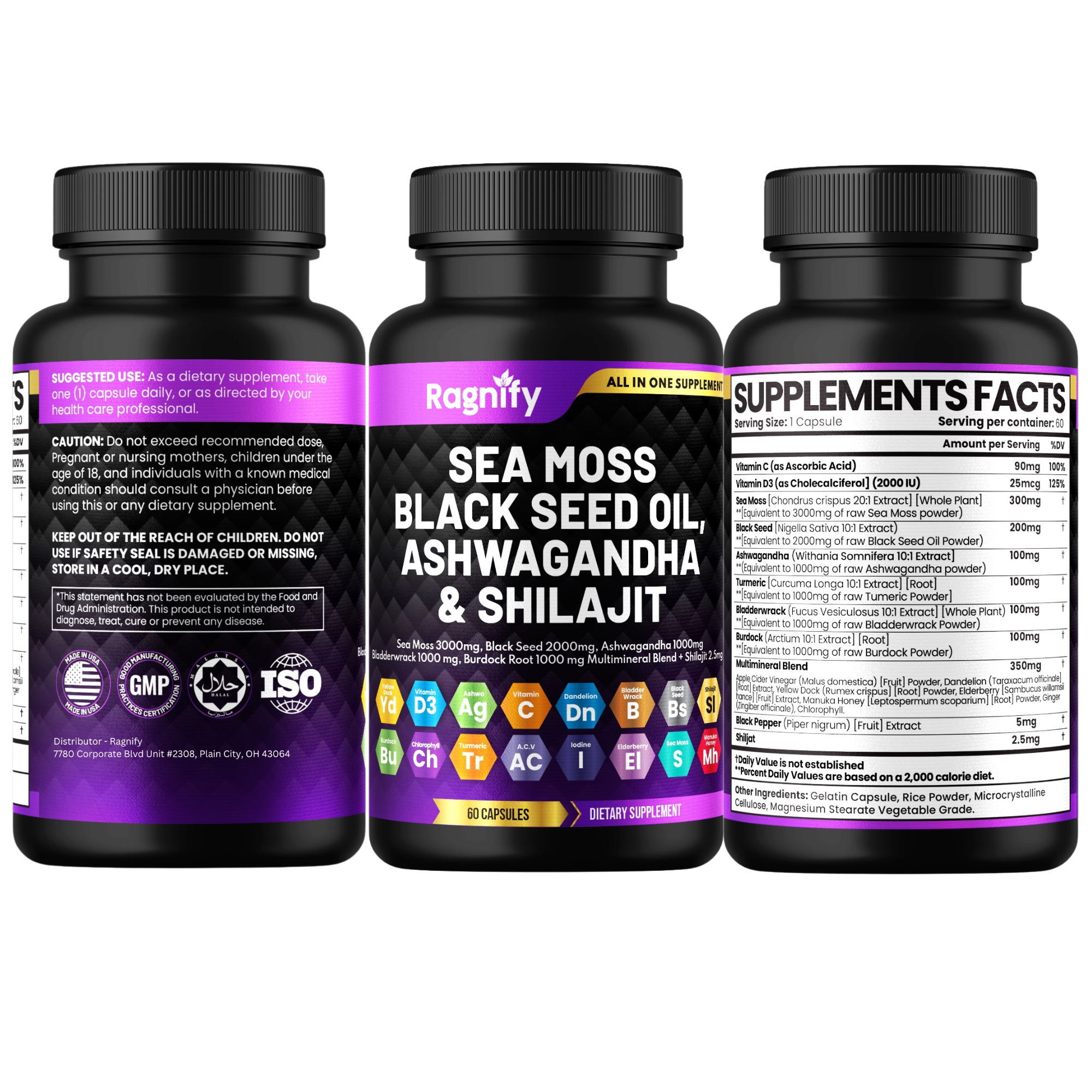 SEA MOSS - BLACK SEED OIL - ASHWAGANDHA & SHILAJIT SUPPLEMENT