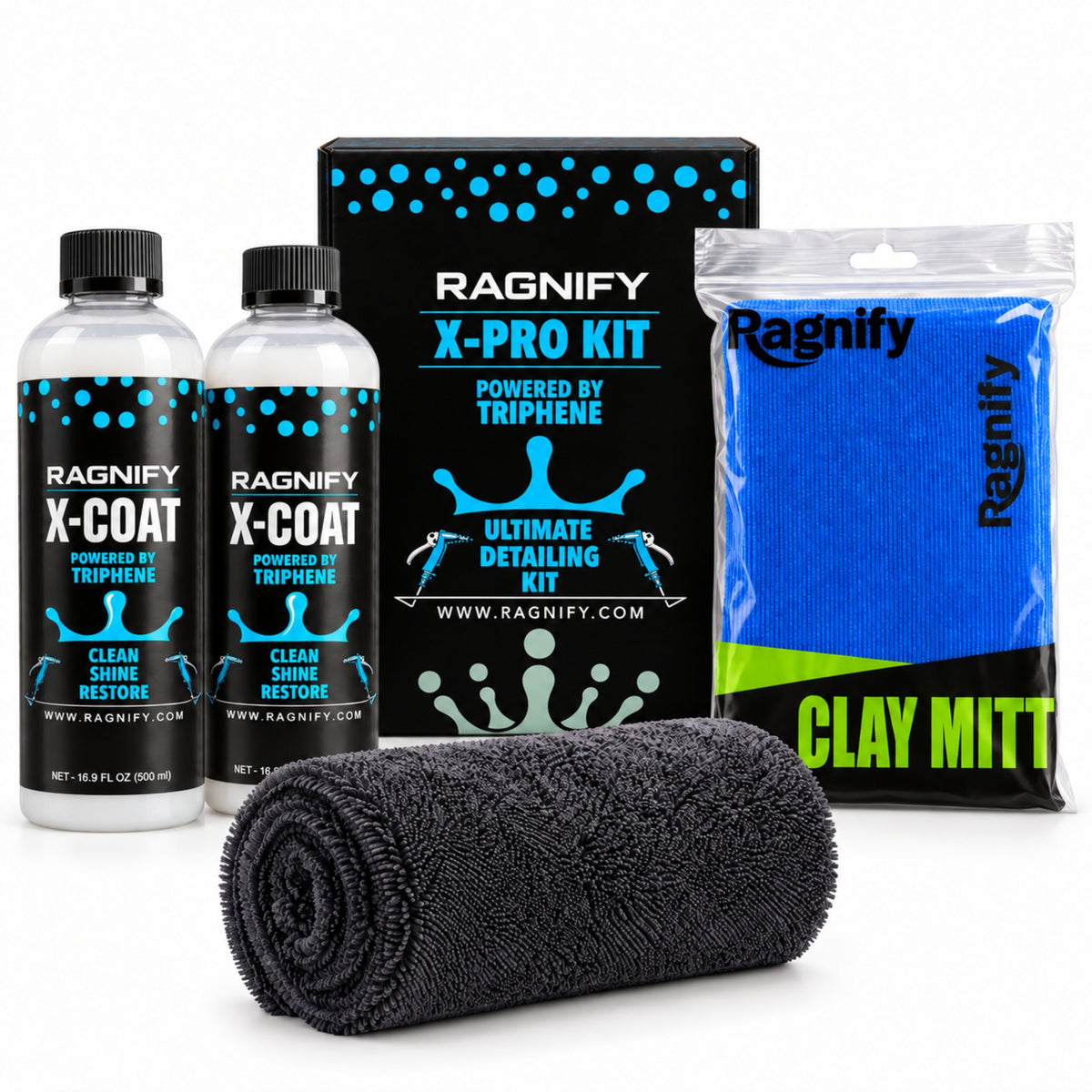 X-PRO Ultimate Detailing Kit – 2 X-Coat Spray + 2 Clay Mitt + Microfiber Towel