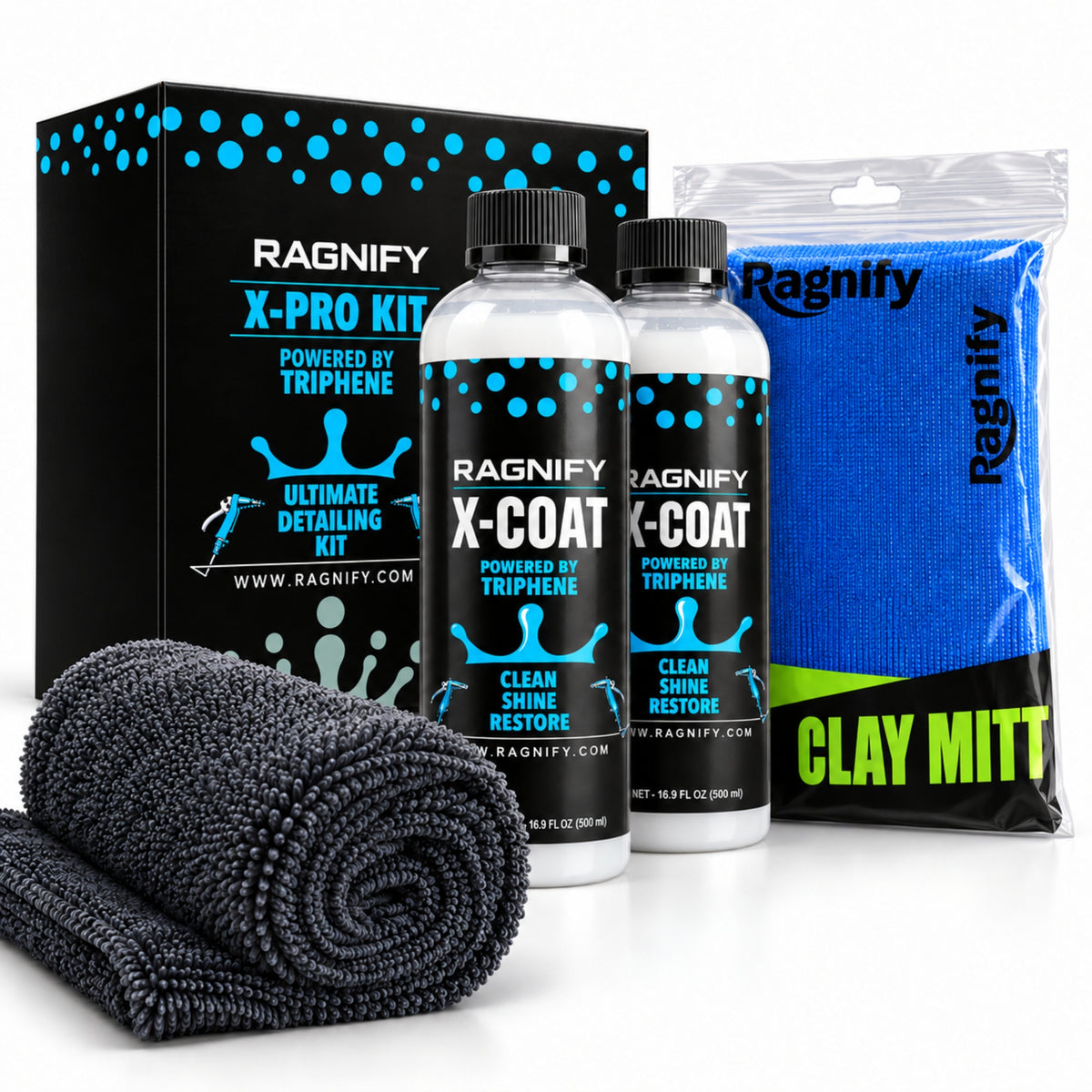 X-PRO Ultimate Detailing Kit – 2 X-Coat Spray + 2 Clay Mitt + Microfiber Towel