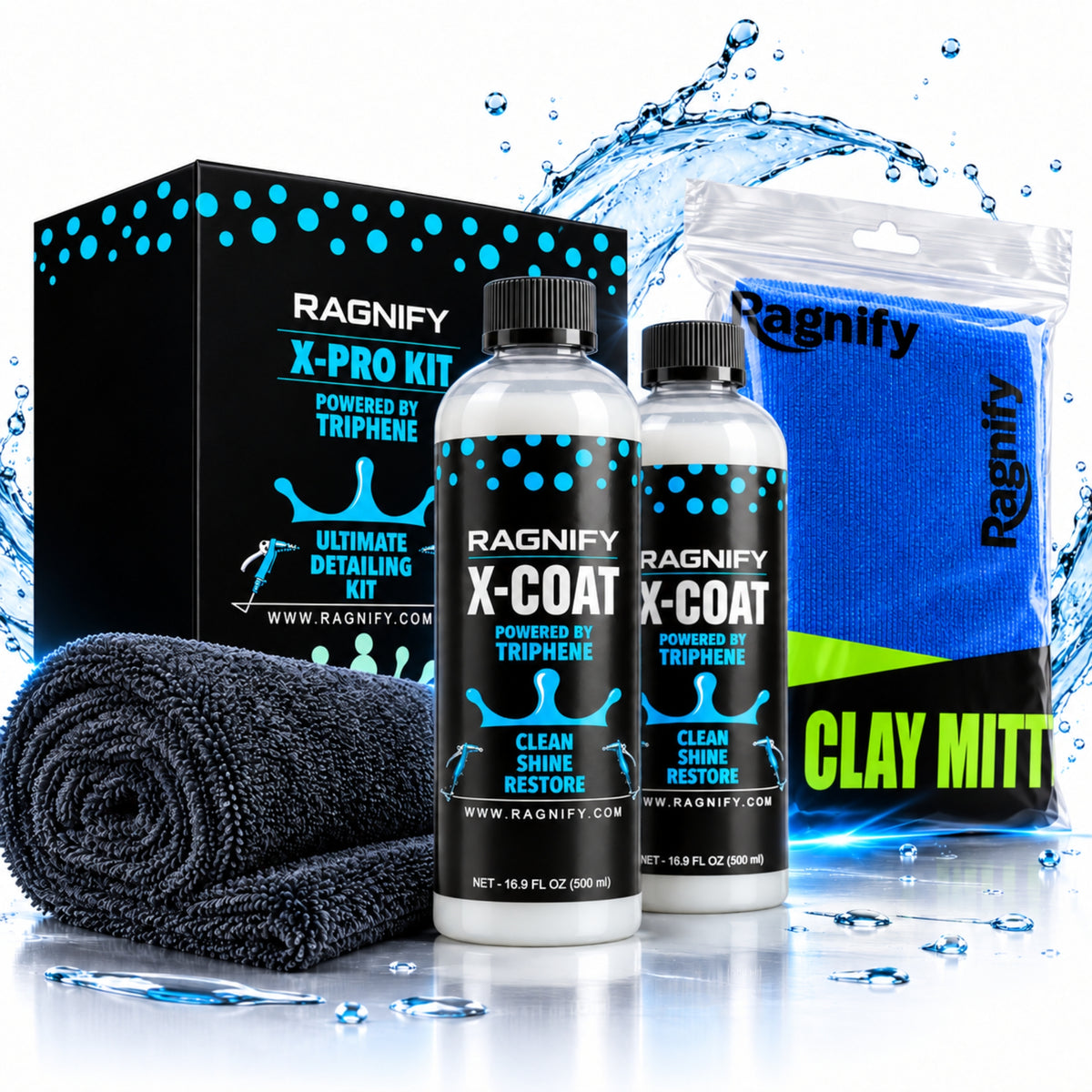 X-PRO Ultimate Detailing Kit – 2 X-Coat Spray + 2 Clay Mitt + Microfiber Towel
