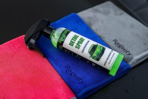 Ragnify- 2 Mesh Clay Mitt with Detailing Spray 16oz, Quick Waterless Detailer for Shine, Car Wax for Clay Bar, Gloss & Depth to Paint, Quick Detailer Kit (2x8 Oz Spray Bottles & 2 Mitts)